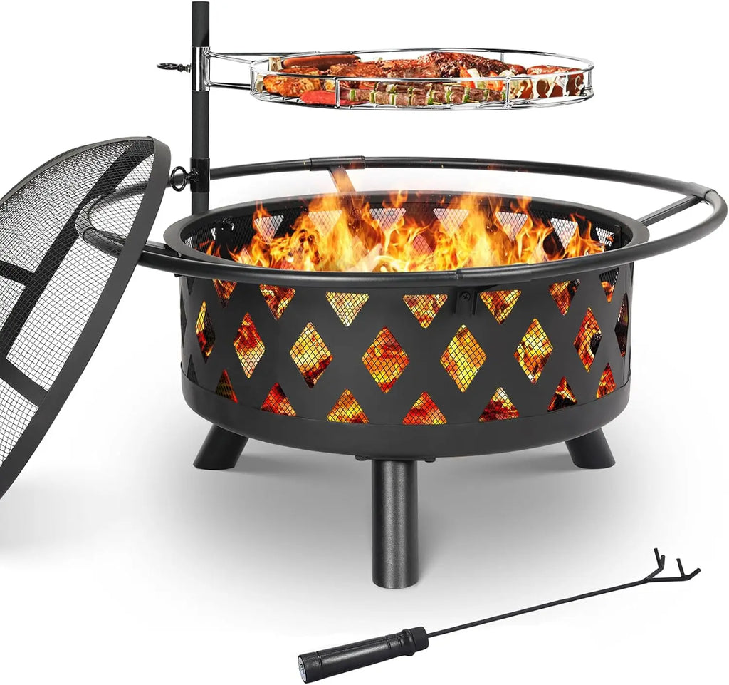 Ardent Grill, vasque à feu à grille réglable, vue d'ensemble