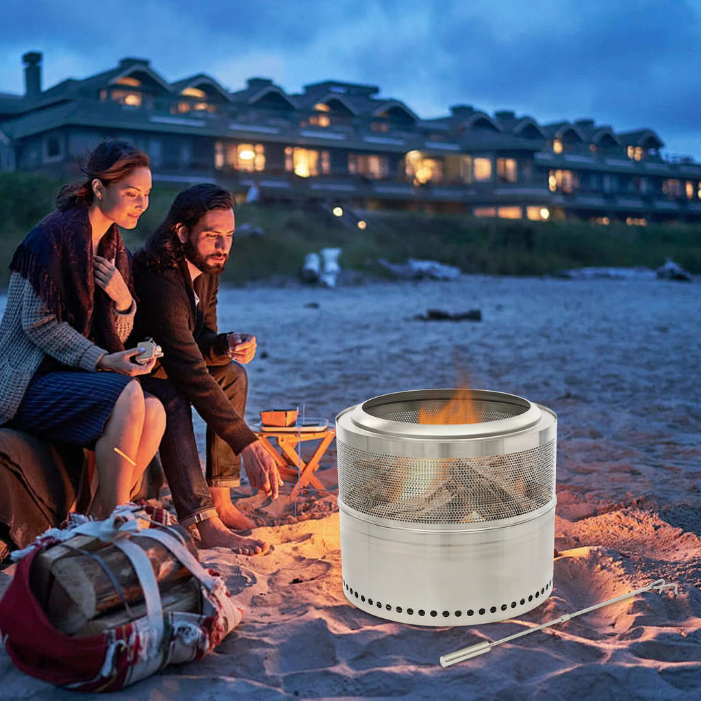 Lumen, brasero rond pliable en inox, détail