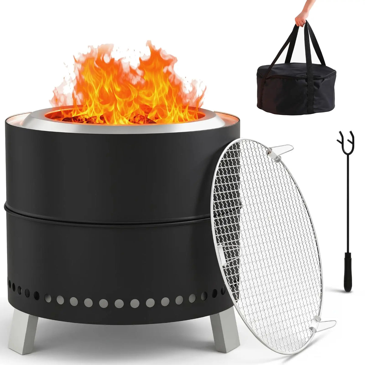 Nova 50, brasero sans fumée en inox, vue d'ensemble
