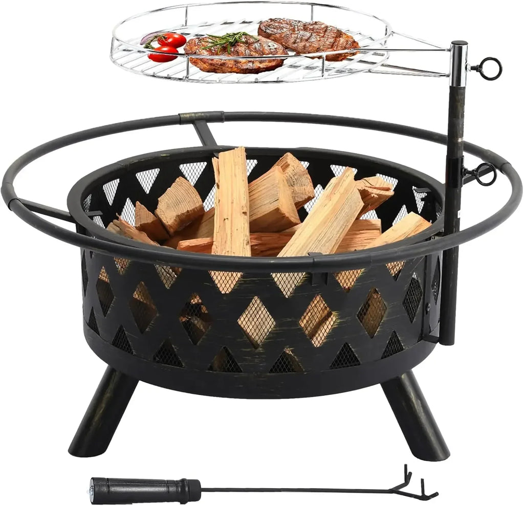 Ardent Grill, vasque à feu à grille réglable, en situation