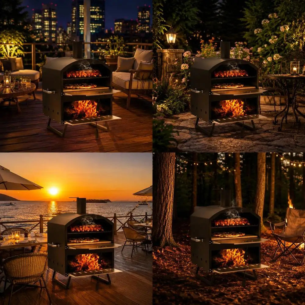 Forno 16 Dôme, four à pizza au bois à dôme inox, en situation